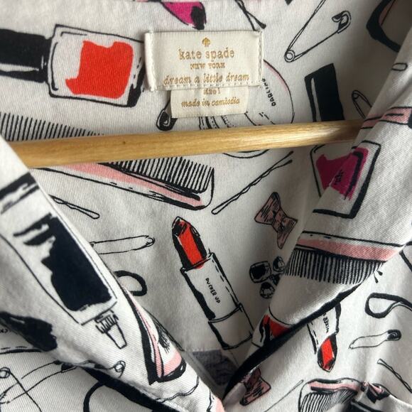 Kate Spade Loungewear Dream A Little Dream Cosmetic Makeup Pajama Top size L - Picture 9 of 12